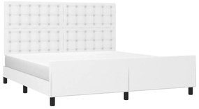 Estrutura cama c/ cabeceira 160x200 cm couro artificial branco