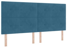 Cabeceira vidaXL Botões Estofada Azul Escuro 200 cm Veludo