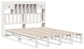 Cama com estante sem colchão 150x200 cm pinho maciço branco