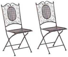 Conjunto de 2 cadeiras de jardim metálicas pretas BORMIO Beliani