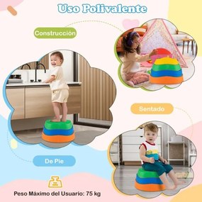 Pedras de equilíbrio para crianças, 5 peças com superfície antiderrapante e bolsa de armazenamento para habilidades motoras, força, multicoloridas