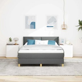 Cama Box com Colchão - Cinza Escuro, 140 x 200 cm, Tecido