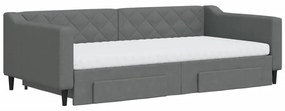 Sofá-cama c/ gavetão/gavetas 100x200 cm tecido cinzento-escuro