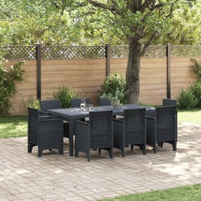 vidaXL Conjunto de Jantar de Jardim de 9 Peças com Almofadas Antracite Vime Plástico