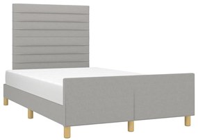 Estrutura de cama sem colchão cinza claro tecido