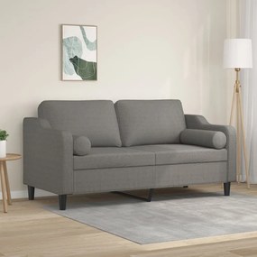 vidaXL Sofá 2 lugares + almofadas/almofadões 140cm tecido cinza-escuro