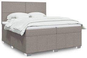 vidaXL Cama com molas/colchão 200x200 cm tecido castanho-acinzentado