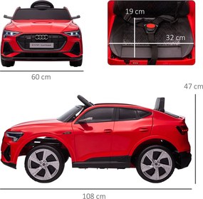 Carro elétrico infantil com licença Audi e-tron Sportback, de 12 V, vermelho