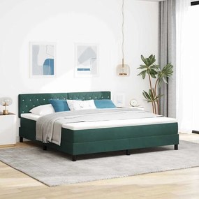 Cama Box Springs vidaXL com Colchão Verde Escuro Super King Veludo