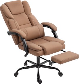 Cadeira de escritório ergonómica, cadeira de escritório com encosto reclinável, altura ajustável, 65 x 67 x 111–119 cm, castanho