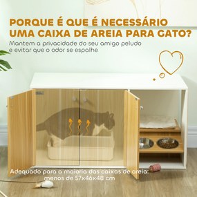 Móvel Caixa de Areia para Gatos 3 em 1 Mesa Auxiliar Caixa de Areia para Gatos com Tapete para Arranhar 95x48x50,5 cm Branco e Carvalho