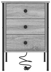 Armário de Cabeceira com gaveta Sonoma cinzento 42 x 41 x 61 cm