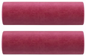 Sofá 2 lug. + almofadas decorativas 120cm veludo vermelho tinto