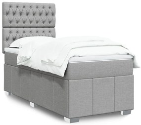 vidaXL Cama com molas/colchão 80x200 cm tecido cinza-claro