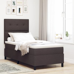 Cama Box Spring com Colchão Castanho 100x200 cm Tecido