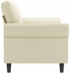 Sofá de 2 lugares 140 cm couro artificial cor creme