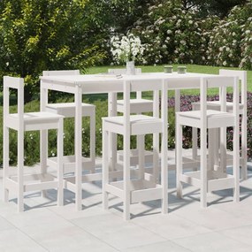 vidaXL 7 pcs conjunto de bar para jardim pinho maciço branco