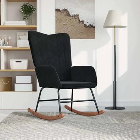 vidaXL Cadeira de baloiço veludo preto