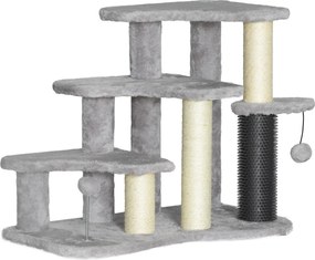 PawHut Arranhador Torre com Altura de 50 cm com Plataformas de Pelúcia Bolas para Gato de Até 5 Kg Cinza Claro | Aosom Portugal