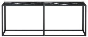 Mesa consola mármore preto 200x35x75,5 cm vidro temperado