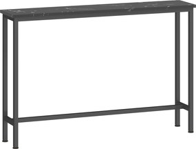 HOMCOM Mesa Consola Moderna Consola de Entrada Estreita com Superfície com Efeito Mármore e Estrutura de Metal 100x20x66 cm Preto | Aosom Portugal