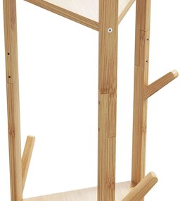 Cabide com ganchos e prateleiras 39x33x166 cm bambu