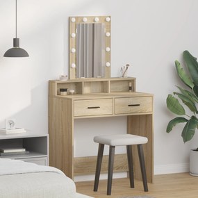Mesa de Maquiagem vidaXL com Luzes LED Carvalho Sonoma 79x41x140 cm