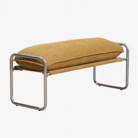 Banco 110 Cm Estofado Matilda Bouclé Amarelo Mel - Sklum