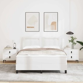 vidaXL Cama Box com colchão Branco 160 x 200 cm Couro sintético