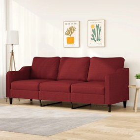 vidaXL Sofá de 3 lugares tecido 210 cm vermelho tinto