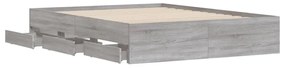 Estrutura de cama c/ gavetas derivados madeira cinza sonoma