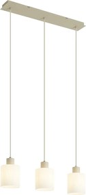 Candeeiro suspenso escandinavo bege com vidro branco 3 luzes - Wisp