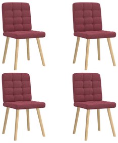 Cadeiras de jantar 4 pcs tecido vermelho tinto