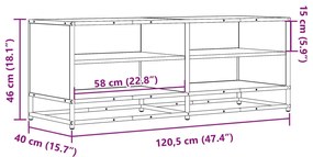 Móvel TV 120,5x40x46 cm derivados madeira/metal cinzento sonoma