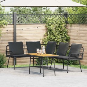 vidaXL Conjunto de Sofá de Jardim 2 pcs Preto vime PE