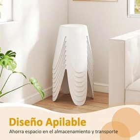 Conjunto de 8 bancos empilháveis de plástico portáteis sem encosto, não requer montagem, para sala de aula, casa ou escritório, 46 cm, branco