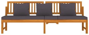 Sofá-cama com almofadão 200x60x75 cm pinho maciço cinza