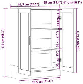 Vitrine 82,5x30,5x115 cm derivados de madeira cinzento sonoma