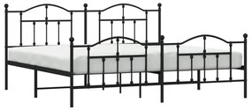 Estrutura de cama com cabeceira e pés 200x200 cm metal preto