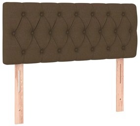 Cama box spring c/ colchão/LED 90x190 cm tecido castanho-escuro