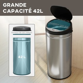 Caixote do lixo automático para cozinha de 42 L em aço inoxidável, com tampa de fecho suave, 30,5 x 30,5 x 68 cm, prateado
