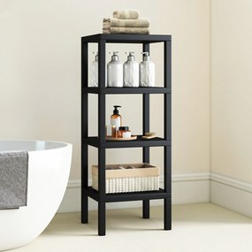 Estante de plástico cozinha com 4 níveis 38 x 32,5 x 99 cm, estante organizadora estreita e multifuncional, montagem sem ferramentas, para casa de ban