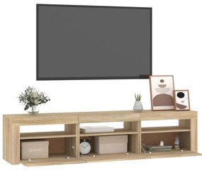 Móvel de TV com luzes LED 180x35x40 cm carvalho sonoma