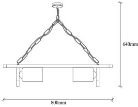 Candeeiro Chandelier Erebos – Preto Madeira – 80 x 11 cm