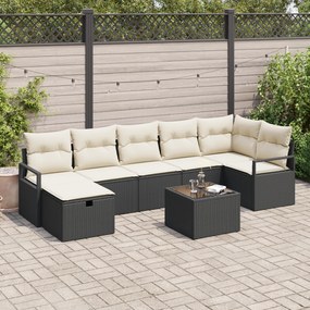 Conjunto de Sofá de Jardim vidaXL com Almofadas Pretas em Rattan Sinté