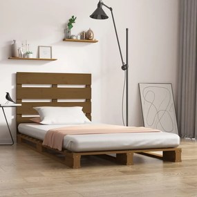 vidaXL Estrutura de cama solteiro 90x190 cm pinho maciço castanho mel