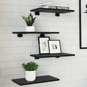 Placas de Estante - 4 pcs em Carvalho Preto, 40x20x1,5 cm, feitas de m