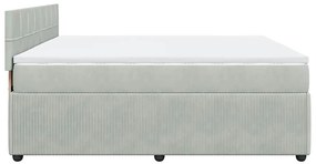 Cama com molas/colchão 180x200 cm veludo cinzento-claro