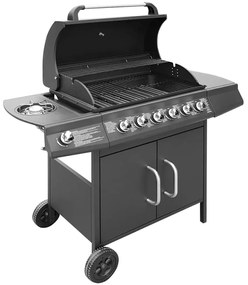 Grelhador/barbecue a gás 6+1 queimadores preto