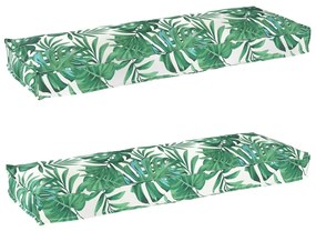 vidaXL Almofadas para Palete para Banco 2 pcs Padrão de Folha 120x40x8 cm Tecido Oxford